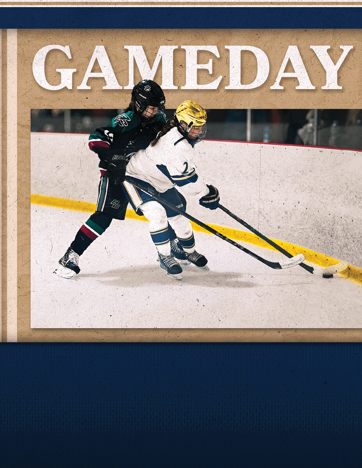 Two girls playing hockey on ice. AI generated content