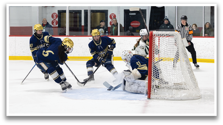 A group of hockey players on the ice, with one player falling to the ground. AI generated content