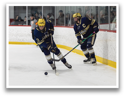 Two hockey players on ice, one with a green stick, the other with a white stick. AI generated content