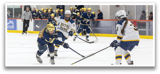 A group of people playing ice hockey on a rink. AI generated content