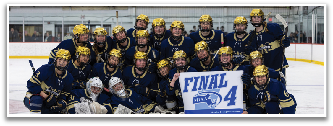 A group of hockey players posing for a photo on the ice. AI generated content