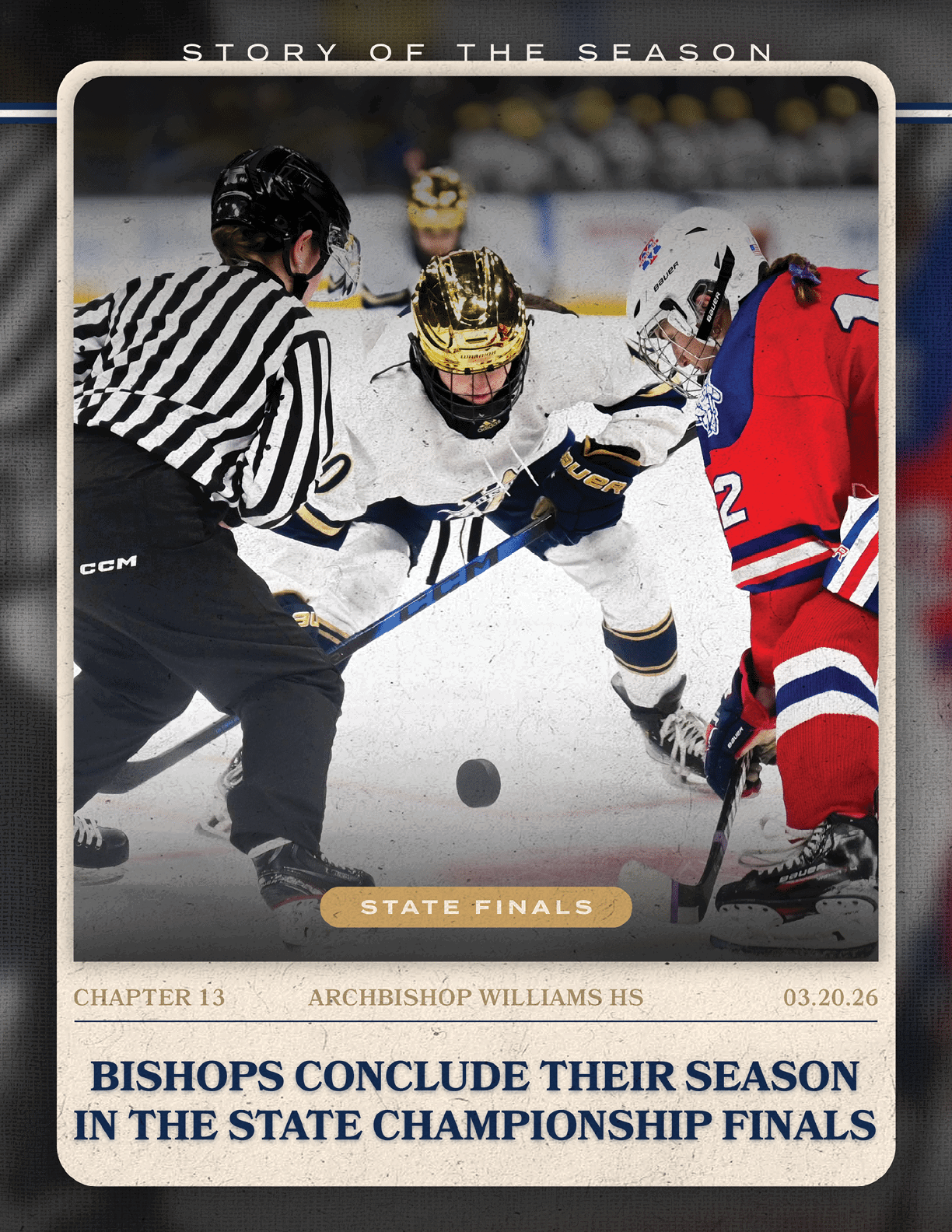 A hockey player in a white uniform is about to shoot the puck. AI generated content