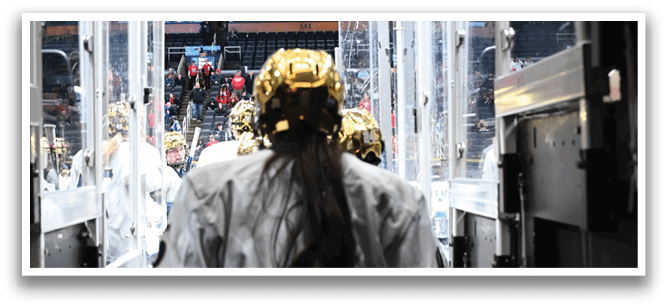 A hockey player wearing a white and blue jersey with the number 8 on it. AI generated content
