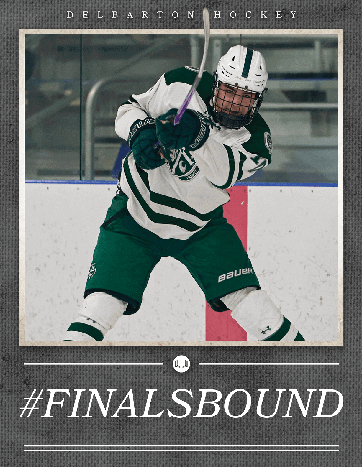 A hockey player in a white and green uniform is holding a stick and preparing to shoot the puck. AI generated content