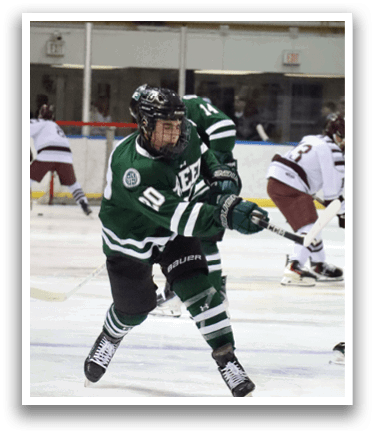 A hockey player wearing a green jersey with the number 10 on it. AI generated content
