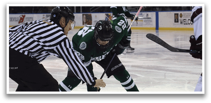 A hockey player in a green jersey is holding a stick and skating on the ice. AI generated content