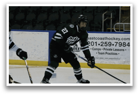 A hockey player in a green jersey is skating on the ice with a hockey stick in his hand. AI generated content