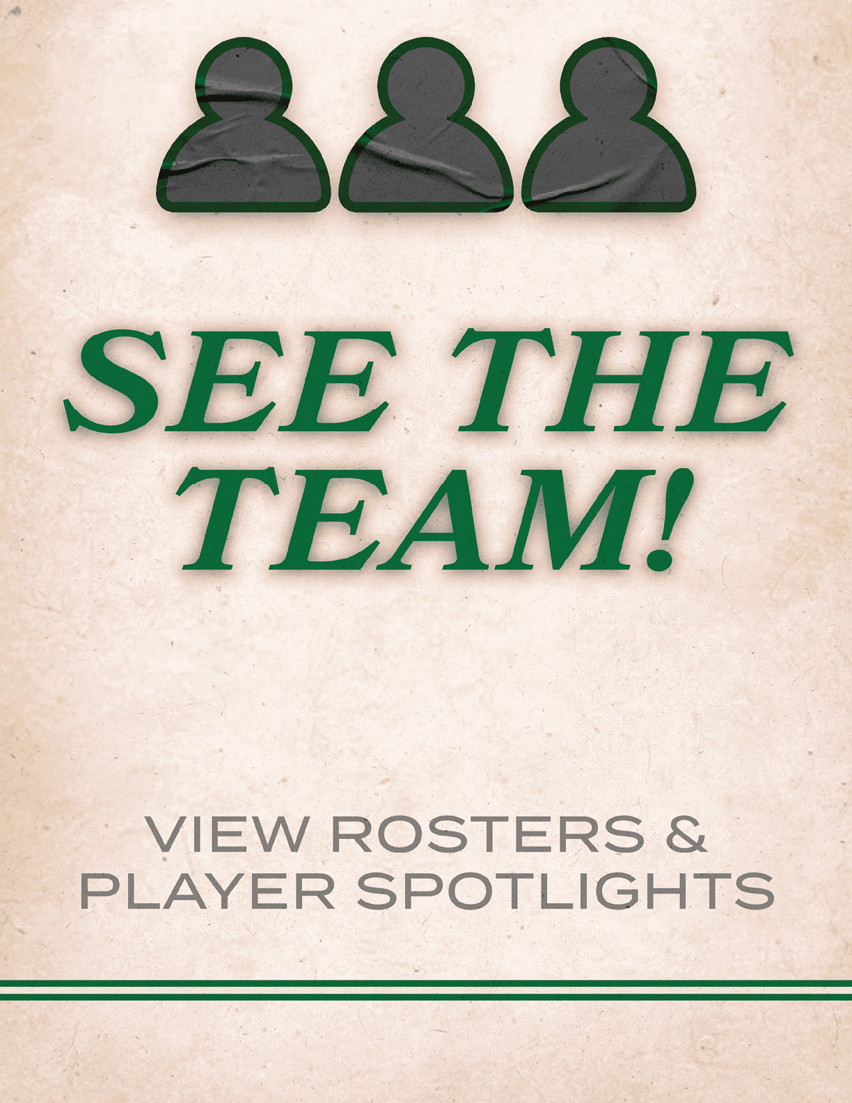 A sign advertising a team with a group of people on it. AI generated content