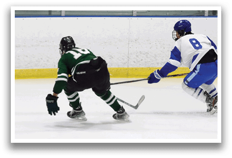 Two hockey players are on the ice, one with the number 8 on his jersey. AI generated content
