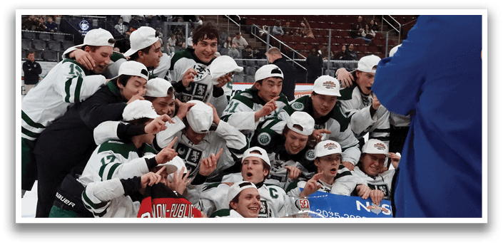 A group of hockey players are huddled together on the ice, celebrating their victory. AI generated content