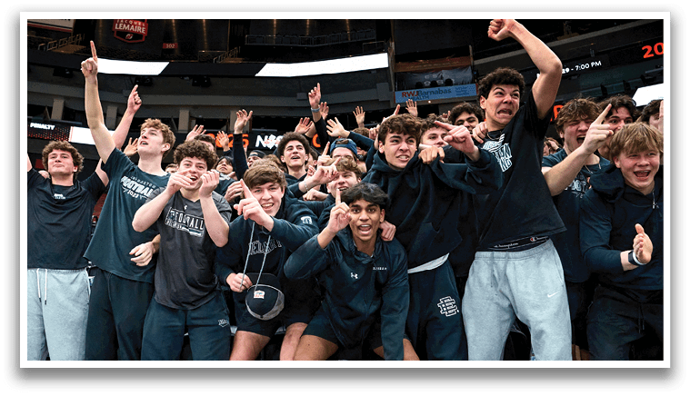 A group of people are standing in a stadium, some of them are holding up their hands. AI generated content