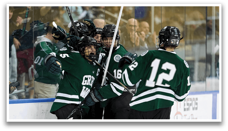 Hockey players celebrating on ice. AI generated content