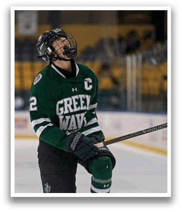 A hockey player with the number 2 on his jersey is holding his stick up in the air. AI generated content