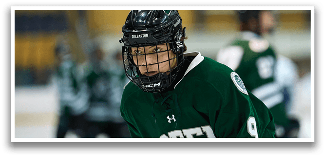 A hockey player wearing a green and white uniform with the number 9 on the back. AI generated content