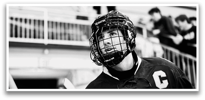 A hockey player wearing a helmet and a jersey with the number 10 on it. AI generated content