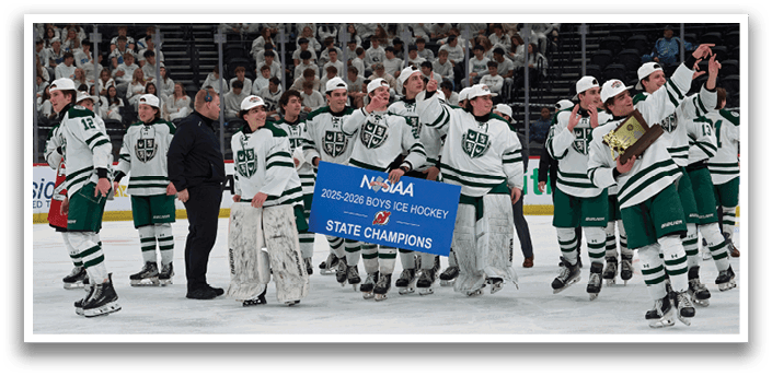 A group of hockey players are holding up a trophy together. AI generated content