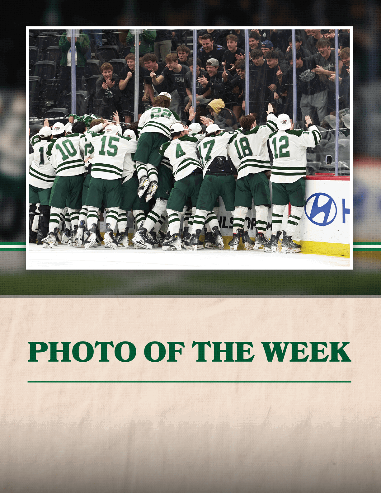 A group of hockey players huddle together on the ice. AI generated content