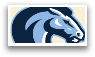A logo for a horse team with a blue and white color scheme. AI generated content