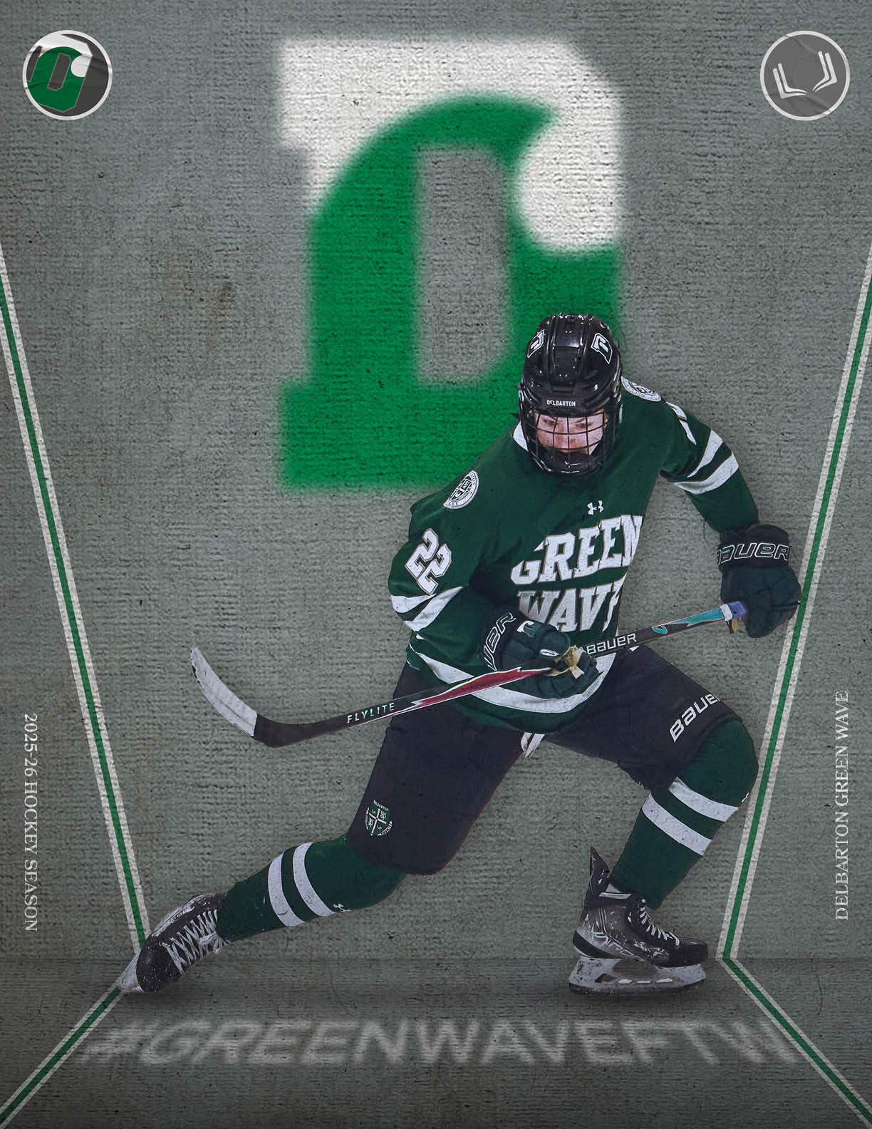 A hockey player in a green jersey with the number 23 on it. AI generated content