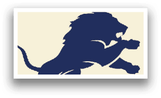 A blue lion statue with its mouth open. AI generated content