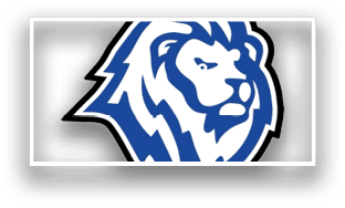 A lion's head is shown in a blue and white design. AI generated content