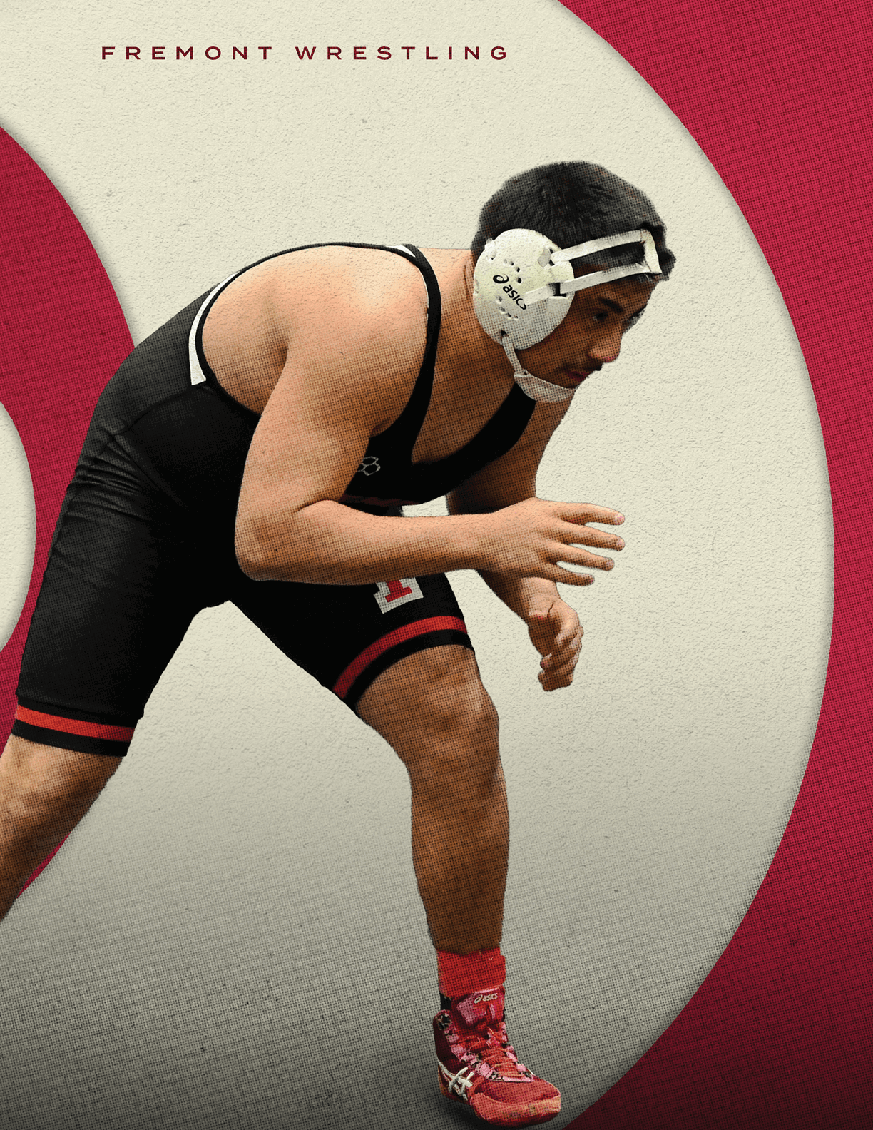 A wrestler in a black and red uniform is shown in a close-up shot. AI generated content