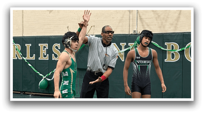 A group of people are standing on a basketball court, with one person holding up his hand. AI generated content