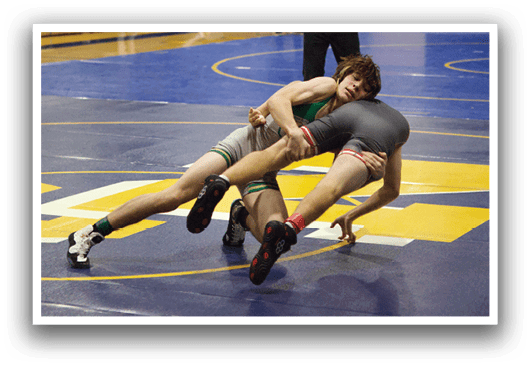 Two wrestlers are on the ground, grappling with each other. AI generated content