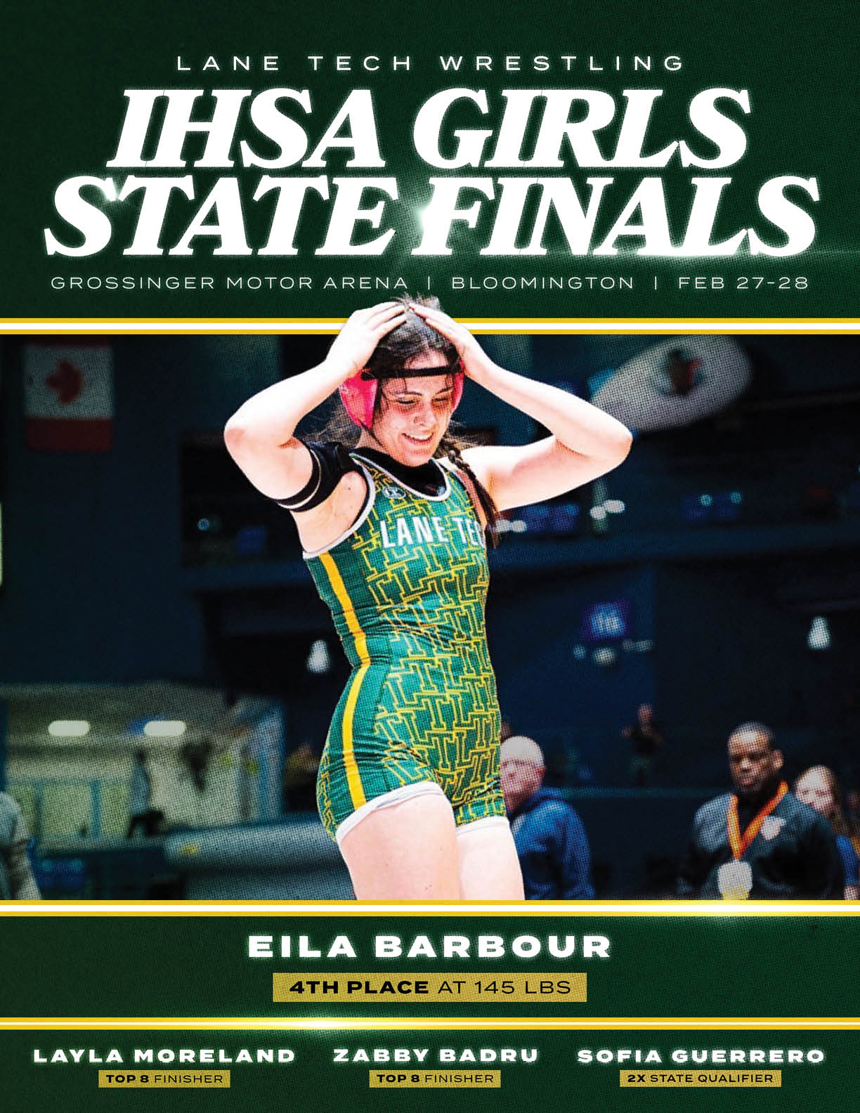 A wrestler in a green and yellow outfit is shown on a poster. AI generated content