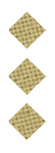 Three green diamond shapes with a black grid pattern are vertically aligned on a white background. Description generated by AI