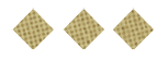 Three diamond-shaped waffle pieces stacked vertically on a white background. Description generated by AI