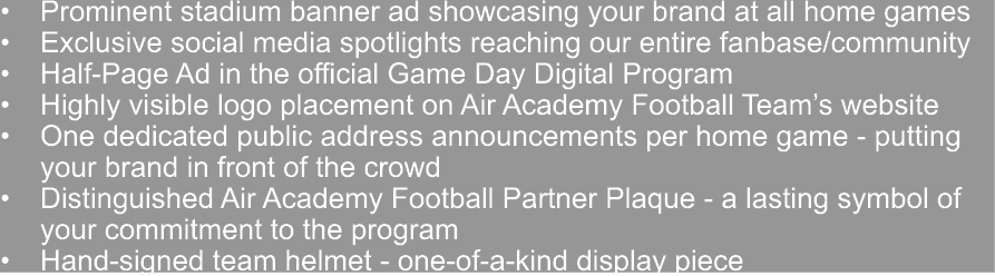 • Prominent stadium banner ad showcasing your brand at all home games • Exclusive social media spotlights reaching ou...