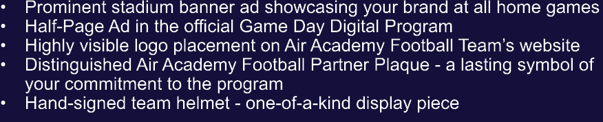 • Prominent stadium banner ad showcasing your brand at all home games • Half Page Ad in the official Game Day Digital...