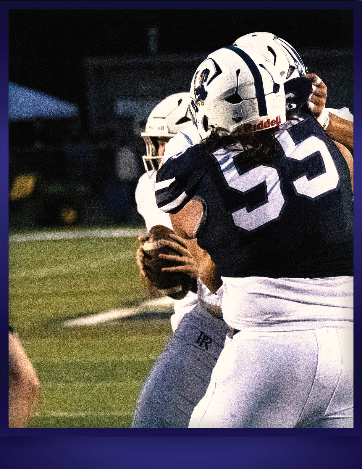 A football player is kicking a football. Description generated by AI