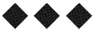 Three black diamond shapes with a subtle grid pattern are evenly spaced on a white background. Description generated by AI
