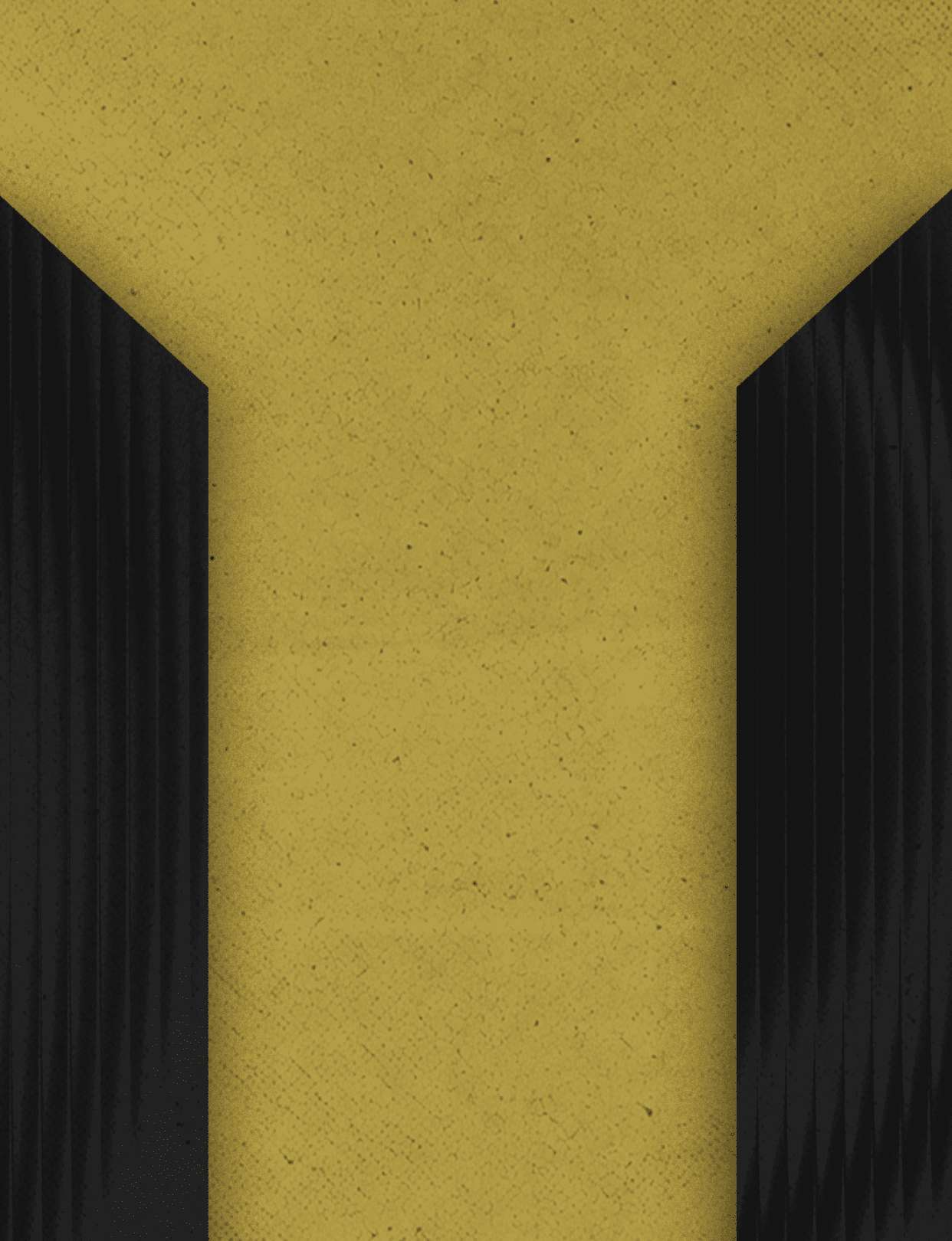 A close-up of a yellow textured surface with two vertical black ribbed panels on either side. Description generated by AI
