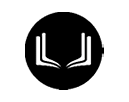 A black and white logo of a book. Description generated by AI