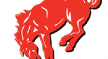 A blue and white bull head. Description generated by AI