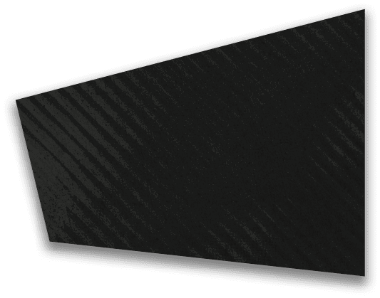 A black trapezoidal shape with subtle diagonal stripes and a slight shadow on a white background. Description generated by AI