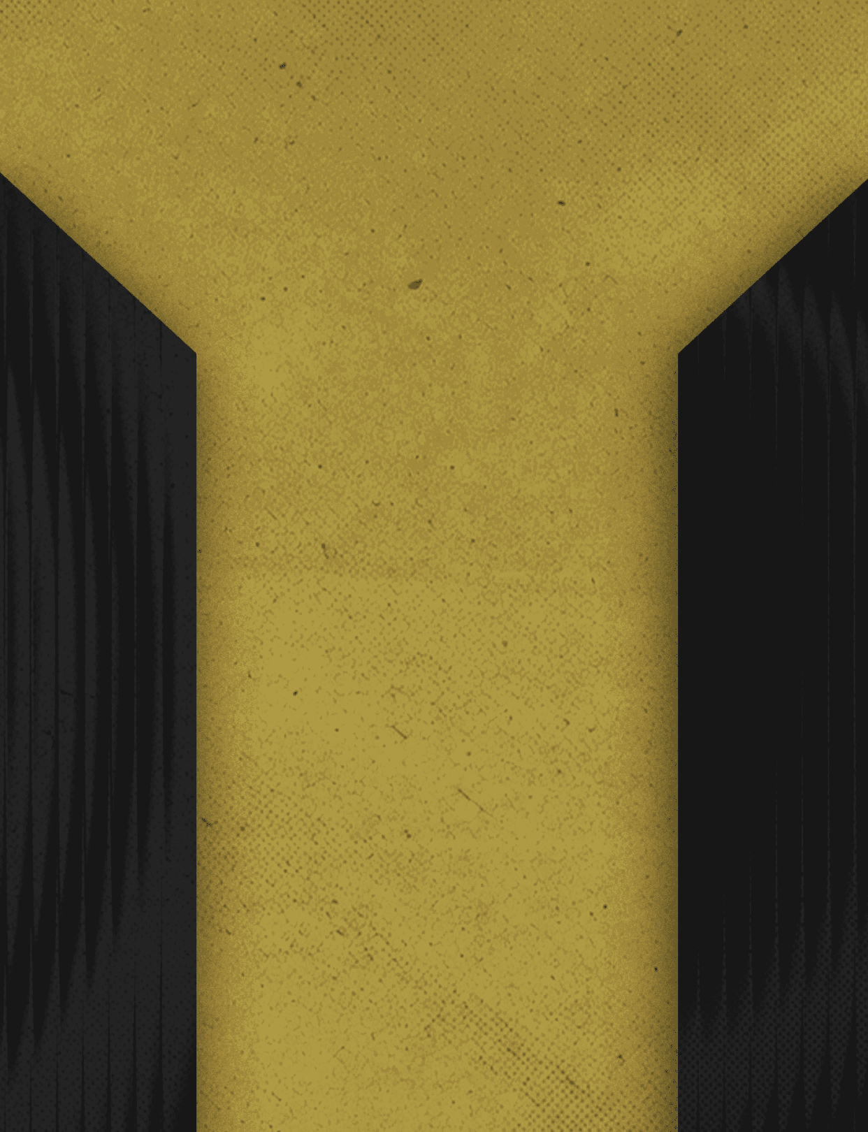 A large yellow letter Y shape with black textured sides on a yellowish background. Description generated by AI
