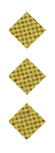 Three yellow diamond shapes with a grid pattern are arranged vertically on a white background. Description generated by AI