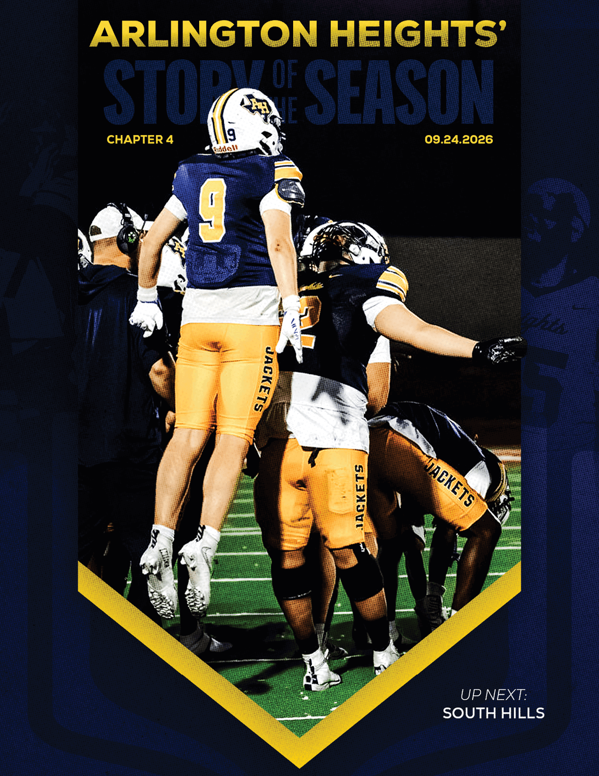 A group of football players huddled together. Description generated by AI