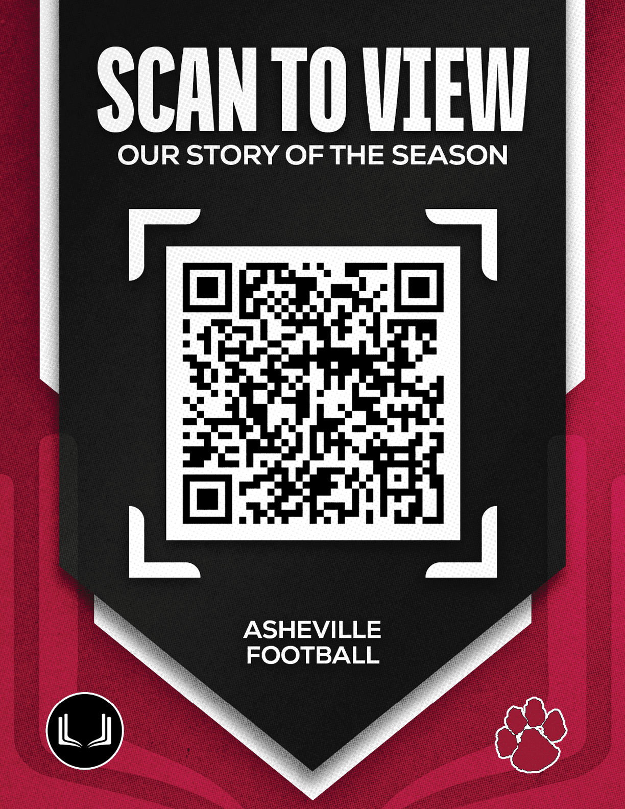 A red and black sign with a barcode on it. Description generated by AI