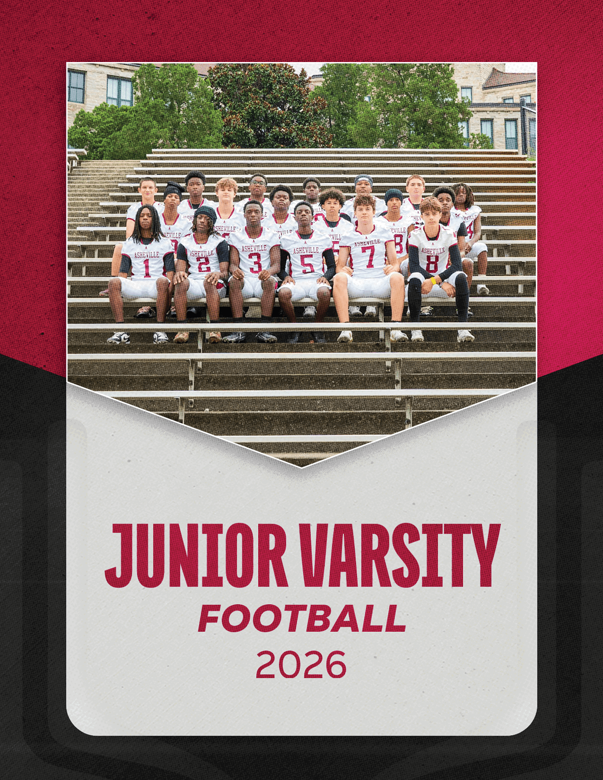 A group of football players sitting on a bench. Description generated by AI