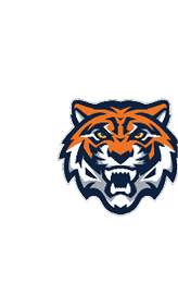 A stylized fierce tiger head logo with orange, white, and dark blue colors and sharp teeth bared. Description generated by AI