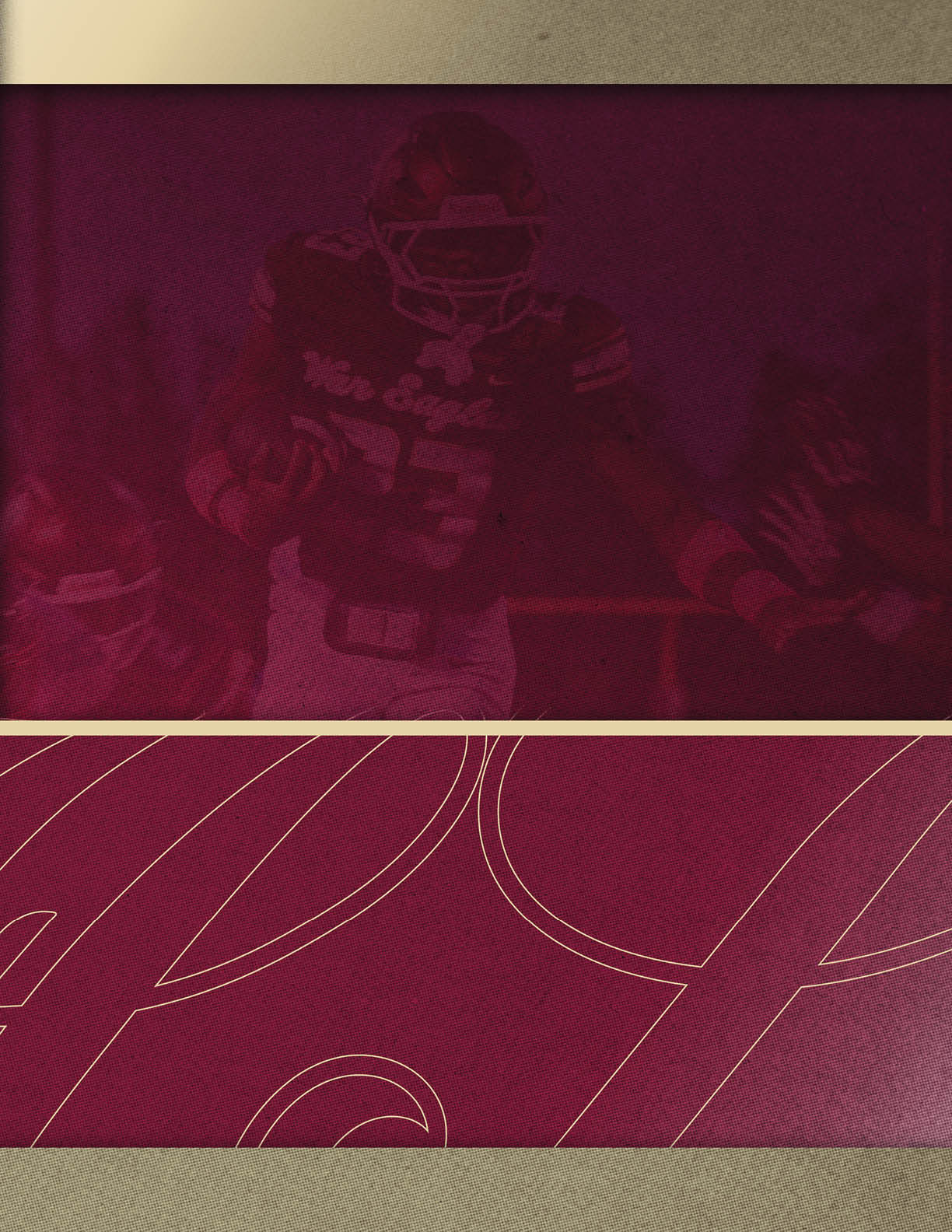 A football player is running with the number 14 on his jersey. Description generated by AI
