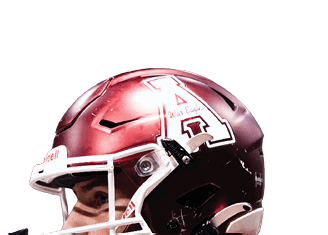 A person wearing a maroon football helmet with a large white letter A and the words War Eagles on the side. Description generated by AI