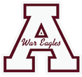 A War Eagles logo with a red and white color scheme. Description generated by AI