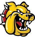 A cartoon dog with a yellow and red color scheme, with its mouth open and teeth showing. AI generated content