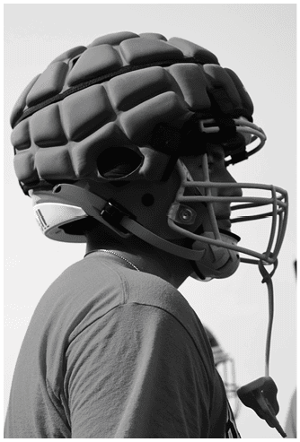 A football game is being played on a field. Description generated by AI